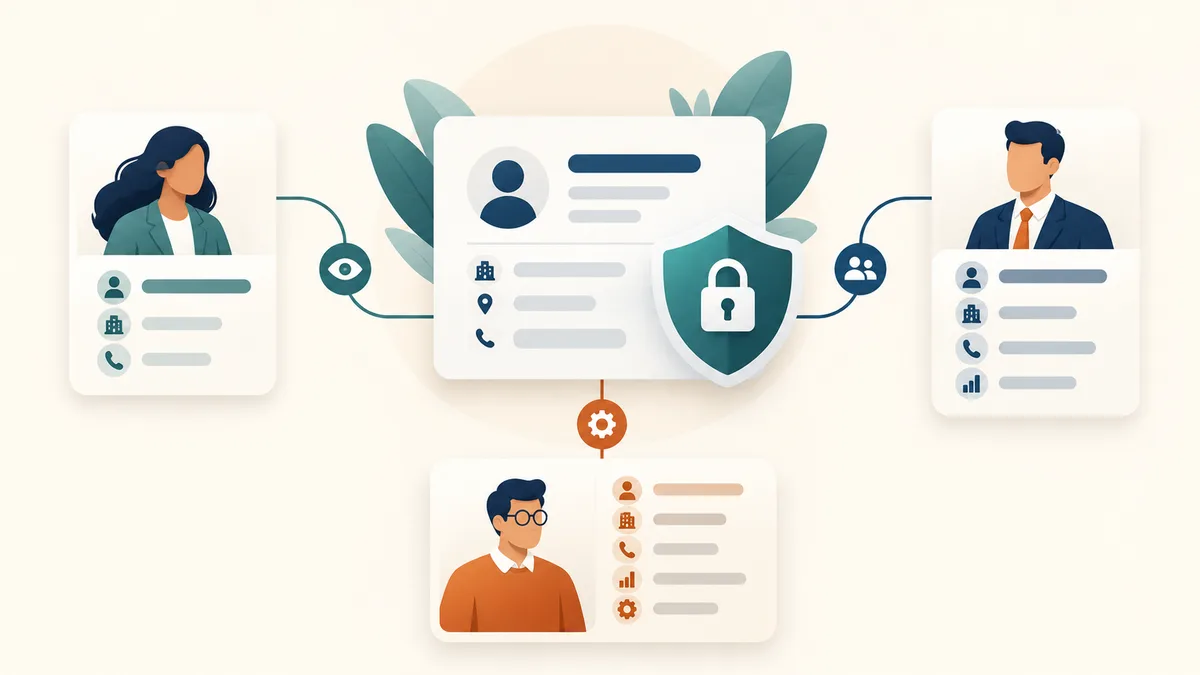 رسم توضيحي يربط سجل CRM بمؤشرات التحويل والمدة وقيمة الصفقة وتحقيق الهدف
